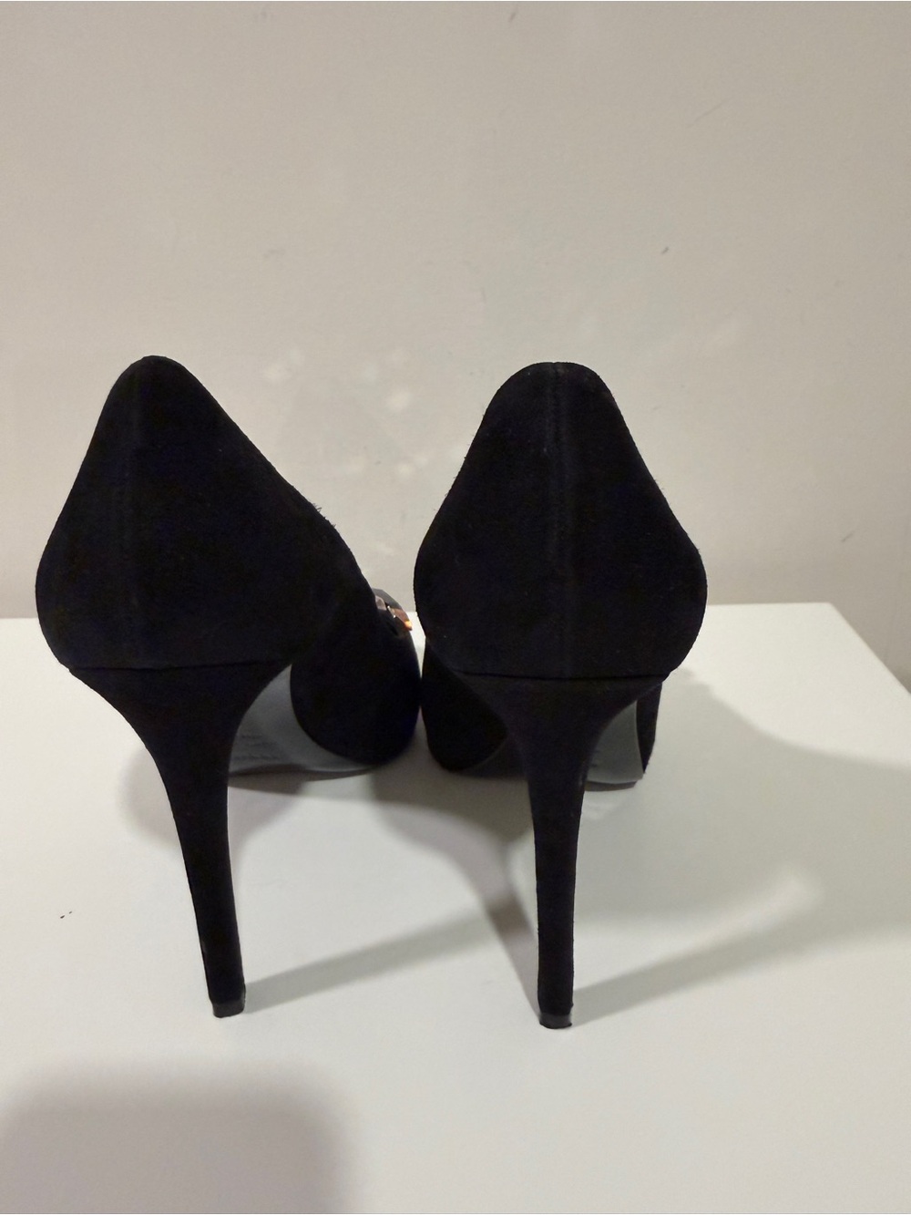 Le Silla Black Suede Crystal Embellished Peep Toe Stiletto Heels EU 36 - Picture 5 of 8